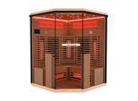 Dewello® Infrarotkabine Infrarotsauna KENORA 140x140 für 2-3 Personen aus Hemlockholz, Dual-Therm, mit Salzsteinoptik