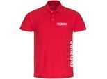 multifanshop Poloshirt - Freiburg - Brust & Seite - Druck weiß - Polo