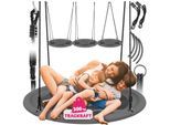 tectake® Nestschaukel, getestet mit 300 kg, geprüft nach DIN EN 71-8, gepolsterter Rand, Textilene-Bespannung