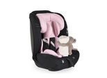 Moni Kindersitz i-Size Start (76-150cm) Kopfstütze verstellbar, Kuscheltier rosa