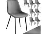 tectake® Set Stuhl, gepolstert, in Samtoptik, schwarze Stahlbeine, 48 x 59 x 82,5 cm