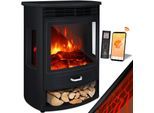 KESSER® Prio Elektrokamin mit Heizung Heizlüfter Fernbedienung WiFi App 950/1900 W Kamin elektrisch LED-Flammeneffekt Kaminfeuer Elektro Kamin mit Thermostat Panorama-Sichtfenster Heizfunktion Timer