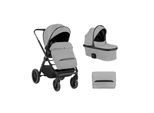 Kikkaboo Kinderwagen Tiffany 2 in 1 Babywanne, Sportsitz, Wickeltasche, PU-Räder grau