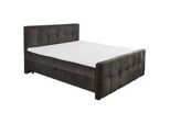 Mid.you Boxbett , Dunkelbraun , Textil , H2 , 180x200 cm , Bettkasten, gepolstertes Kopfteil, Topper durchgehend , Schlafzimmer, Betten, Boxspringbetten