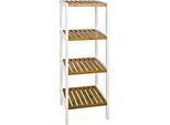 Xxxl Regal , Naturfarben, Weiß , Holz, Holzwerkstoff , Bambus , massiv , 4 Fächer , 35x112x33 cm , Wohnzimmer, Regale, Bücherregale