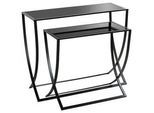 Xxxl Beistelltischset , Schwarz , Metall, Glas , 2-teilig , rechteckig , 30x55-65x60-80 cm , Wohnzimmer, Wohnzimmertische, Beistelltische