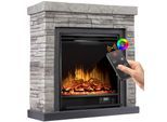 KESSER® Elektrokamin Standkamin - Kamin elektrisch mit LED 3D-Flammeneffekt, Mit Heizung Heizfunktion, Elektro Kamin mit 1800W Leistung, Wochentimer, Thermostat, Fernbedienung, dimmbar
