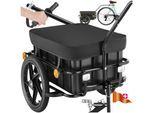 tectake® Fahrradanhänger, 2 in 1 multifunktional, luftgefüllte Profilreifen mit Kugellager, Belastbarkeit 50 kg, 70 Liter, ca. 148 x 64 x 81 cm