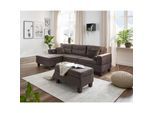 HOME DELUXE Sofa ROM mit Hocker - versch. Farben - Braun