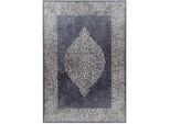 Novel Flachwebeteppich , Schwarz , Textil , Ornament , rechteckig , 140x200 cm , Oeko-Tex® Standard 100 , für Fußbodenheizung geeignet, schmutzabweisend, für Hausstauballergiker geeignet, lichtunempfindlich, antistatisch, waschbar, pflegeleicht, strapazierfähig, leicht zusammenrollbar , Teppiche Und Böden, Teppiche, Webteppiche
