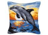 Kreuzstichkissen "Delfin im Sonnenuntergang"