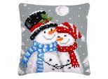 Kreuzstichkissen "Schneemann + Schneefrau"