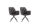 byLIVING Esszimmerstuhl SARINA, 2-er Set, Samtbezug anthrazit, Gestell schwarz
