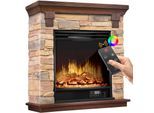 KESSER® Elektrokamin Standkamin - Kamin elektrisch mit LED 3D-Flammeneffekt, Mit Heizung Heizfunktion, Elektro Kamin mit 1800W Leistung, Wochentimer, Thermostat, Fernbedienung, dimmbar
