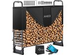 KESSER® Kaminholzregal Metall Brennholzregal außen Stahlrahmen + Abdeckung & Handschuhe Kaminholzunterstand 200kg Wasserdichter Holzlager Holzstapelhilfe für Garten Terrasse