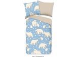 good morning Kinderbettwäsche »Polarbear Repeat«, Biber, 135x200, Warm, Weich, Wendeoptik, Reissverschluss, Winter, Kind