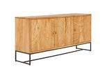 Livetastic Sideboard , Naturfarben, Schwarz , Metall , Mangoholz , vollmassiv , 2 Fächer , 160x75x40 cm , Holzmöbel, Kommoden Holz, Sideboards Holz