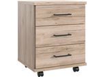 Rollcontainer WIMEX "Home Desk", braun (san remo eiche nachbildung), B:46cm H:58cm T:40cm, Holzwerkstoff, Rollwagen, Rollcontainer, mit 3 Schubladen, 46cm breit, 58cm hoch