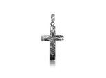 Kettenanhänger KUZZOI "Herren Kreuz Matt Gehämmert 925 Silber", schwarz, Schmuckanhänger, Herren, onesize, ohne Stein, Silber 925 (Sterlingsilber), Kettenanhänger