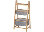 Wäschesortierer WENKO "Bahari", braun (braun, grau), B:44cm H:91cm T:34cm, Bambus, Wäschesammler, Wäschesortierer, Bambus, 2 Körbe und 1 Ablage