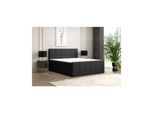 M-Punkt GmbH Boxspringbett IBIZA mit Bettkasten 180 x 200 cm Webstoff Schwarz - versch. Ausführungen