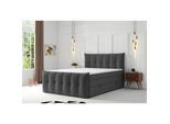 M-Punkt GmbH Boxspringbett PORTO mit Bettkasten 180 x 200 cm Webstoff Anthrazit - versch. Ausführungen