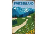 queence Metallbild »SWITZERLAND«, Schweiz, Blechschilder