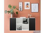 Sideboard HAMMEL FURNITURE "Mistral Kubus", schwarz-weiß (weiß, schwarz), B:136cm H:69cm T:32,5cm, Holzwerkstoff, Massivholz, Sideboards, Sideboard, mit Türen, Wandmontage/stehend, Breite: 136 cm