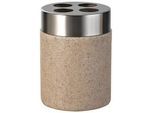 Sadena Zahnputzbecher , Beige , Metall, Kunststoff , 7.5x10.5x7.5 cm , Badaccessoires, Zahnputzbecher