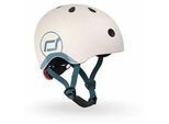 Scoot and Ride Kinderhelm , Blau, Hellgrau , Kunststoff, Textil , Gr. Xxs-S , RoHS , Magnetverschluss, sehr leicht, stabil, mit LED-Licht, Kinnpolster , Freizeit & Co, Sport & Fitness, Fahrräder, Kinderhelme