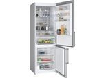 SIEMENS Kühl-/Gefrierkombination, B (A-G), silber (gebürsteter stahl antifingerprint), B:70cm H:203cm T:66,7cm, Kühlschränke