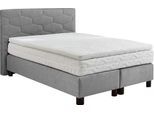 Boxspringbett, grau, B:155cm L:210cm, Bezug: 100% Polyester, WESTFALIA SCHLAFKOMFORT, Komplettbetten, Boxspringbett, wahlweise mit Topper