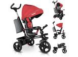 KIDIZ® Dreirad 5in1 Kinderdreirad mit Schubstange Lenksystem Stange ab 1 Jahr vorwärts und Rückwärtsfahrt Jogger , Korb Tasche Getränkehalter Sonnendach Gummiräder, Buggy Fahrrad Baby Klappbar
