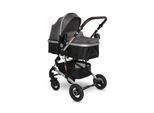 Lorelli Kombikinderwagen 2 in 1 Alba Adapter umbaubar Wickeltasche Moskitonetz dunkelgrau