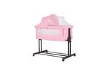 Chipolino Beistellbett 2 in 1 Zen Laufstall Moskitonetz Matratze Räder Bremse rosa
