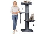 Premium Kratzbaum Grosse Katzen Stabil 'Freddy' – 150 cm Großer Katzenbaum Grau