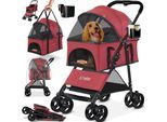 LOVPET® Hundewagen 2in1 Hundebuggy Hundebox Transporttasche Faltbar klappbar bis 20 kg Haustiere Buggy mit Netzfenstern & Regenschutzabdeckung Jogger Katzenbuggy für kleine Hunde Katzen
