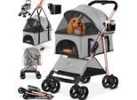 LOVPET® Hundewagen 2in1 Hundebuggy Hundebox Transporttasche Faltbar klappbar bis 20 kg Haustiere Buggy mit Netzfenstern & Regenschutzabdeckung Jogger Katzenbuggy für kleine Hunde Katzen
