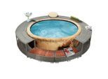 vidaXL Whirlpool-Umrandung Grau Poly Rattan