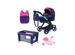 Bayer Design Doll's Pram Xeo Mega Set - Navy (17054AB)