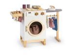 Musterkind Kinderwaschmaschine , Naturfarben, Weiß , Holz, Holzwerkstoff , 35x55x85 cm , CE, EN 71 , Spielzeug, Holzspielzeug