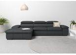 Ecksofa HOME AFFAIRE "Alberto L-Form", schwarz, B:286cm H:73cm T:174cm, Luxus-Microfaser Lederoptik (100% Polyester);Luxus-Microfaser ALTARA NUBUCK (100% Polyester);Luxus-Microfaser weich (90% Polyester, 10% Polyamid);Microfaser Antiklederoptik, Sofas, Ecksofa, mit Kopfteilverstellung, wahlweise mit Bettfunktion