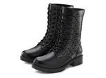 Stiefelette LASCANA, Damen, Gr. 36, schwarz, Obermaterial: 100% Lederimitat. Decksohle: 100% Textilmaterial. Futter: 100% Textilmaterial. Laufsohle: 100% Synthetik, bedruckt, mehrfarbig, Basic, Schuhe Stiefelette, mit modischem Druck, Stiefel, Boots VEGAN
