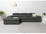 Ecksofa HOME AFFAIRE "Alberto L-Form", grau (anthrazit), B:286cm H:73cm T:174cm, Luxus-Microfaser Lederoptik (100% Polyester);Luxus-Microfaser ALTARA NUBUCK (100% Polyester);Luxus-Microfaser weich (90% Polyester, 10% Polyamid);Microfaser Antiklederoptik, Sofas, Ecksofa, mit Kopfteilverstellung, wahlweise mit Bettfunktion