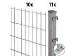 Doppelstabmattenzaun GARDEN 'N' MORE "Excellent", grau (feuerverzinkt), H:180cm L:20cm, Kunststoff, Stahl, Zaunelemente, 10 Elemente für 20 m, LxH: 200 x 183 cm, mit 11 Pfosten