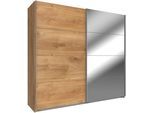 Schwebetürenschrank WIMEX "Easy", braun (plankeneichefarben, spiegel), B:225cm H:210cm T:65cm, Schränke, Schwebetürenschrank, mit Teilspiegel