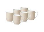 Van Well Kaffeebecherset , Weiß, Taupe , Keramik , 6-teilig , 300 ml , 11x10x8 cm , Geschirr, Tassen, Kaffeebecher