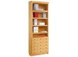 Home affaire Bücherregal »Soeren«, aus massiver Kiefer, in 2 Höhen, Tiefe 29 cm, mit 5 Schubkästen
