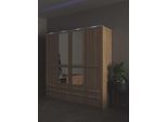 Kleiderschrank PRIESS "Schrank Garderobe Wäscheschrank Barcelona in 5 Breiten", braun (eichefarben artisan), B:185cm H:193cm T:54cm, Holzwerkstoff, Schränke, Kleiderschrank, viel Stauraum, geräumige Schubkästen, mit Spiegel, MADE IN GERMANY