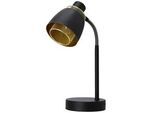 Xxxl Tischleuchte , Schwarz, Goldfarben , Metall , 12x34x19 cm , RoHS, Europäischer Sicherheitsstandard , Schnurschalter, einfach zu transportieren , Lampen & Leuchten, Leuchtenserien